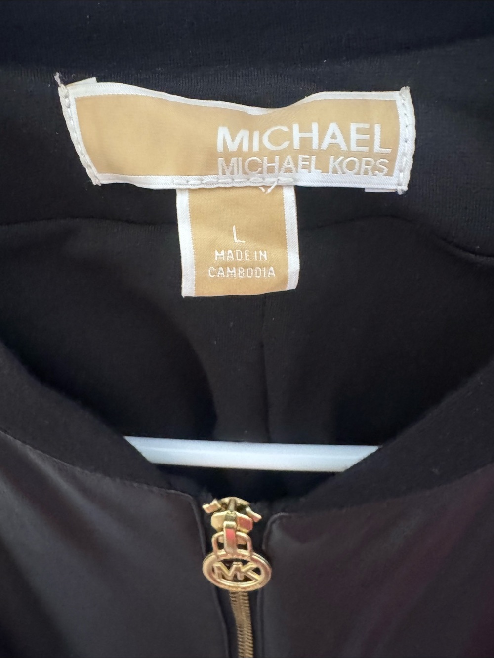 Michael Kors Black Bomber Jacket with Gold Hardware